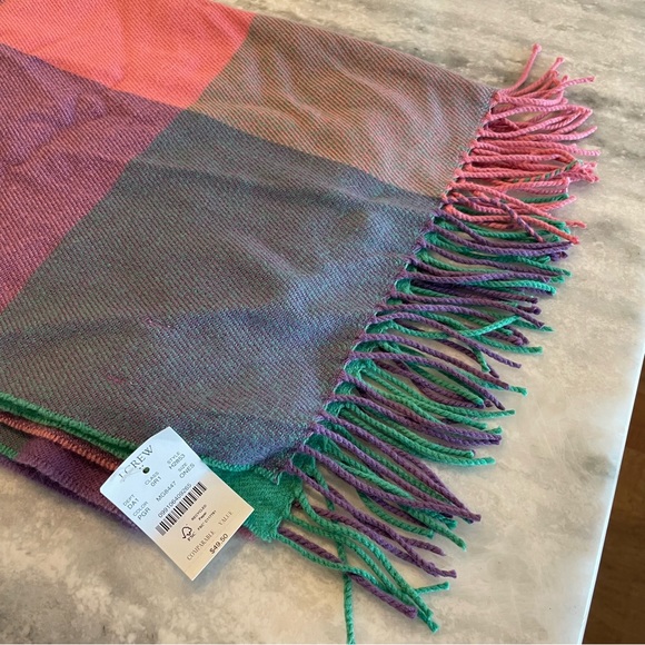 J. Crew Factory Accessories - J.Crew Pink Plaid Scarf Women’s One Size NWT